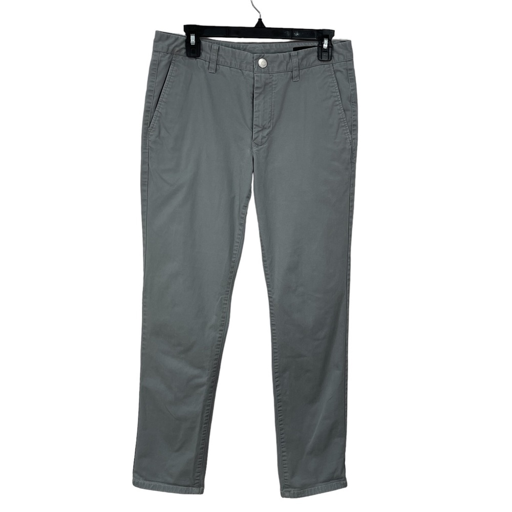 BONOBOS Mens Slim-Fit Straight-Leg Washed-Chino Pants 32x 31 Gray Flat-Front